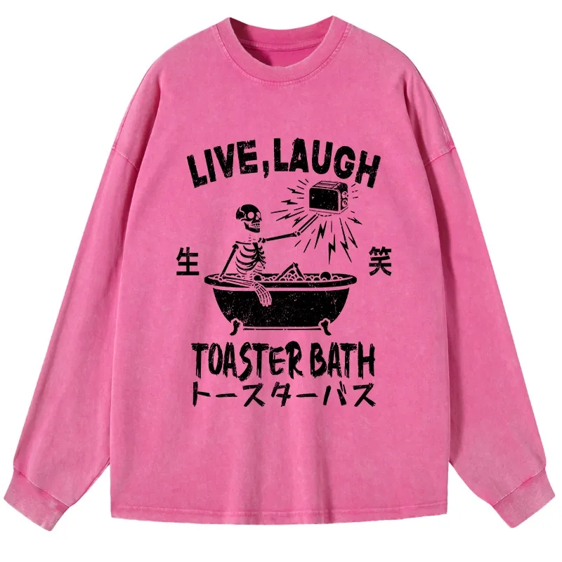 Tokyo-Tiger Funny Electric Shock Skeleton Washed Long Sleeve T-Shirt