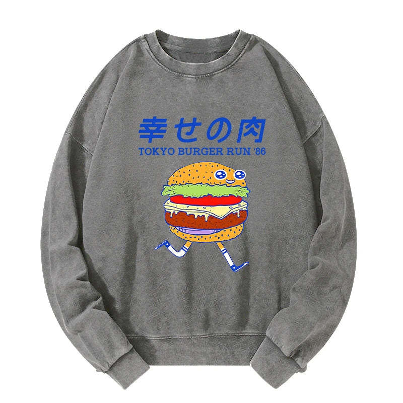Tokyo-Tiger Tokyo Burger Run Japanese Washed Sweatshirt