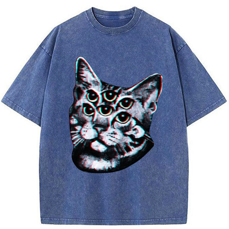 Tokyo-Tiger Six-eyed Cat Washed T-Shirt