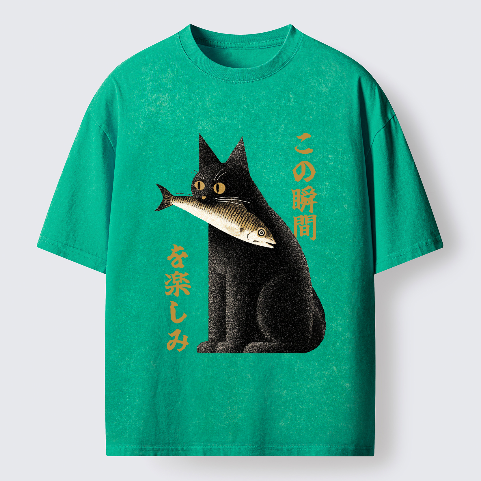 Tokyo-Tiger Enjoy The Cat Enjoys The Moment Washed T-Shirt
