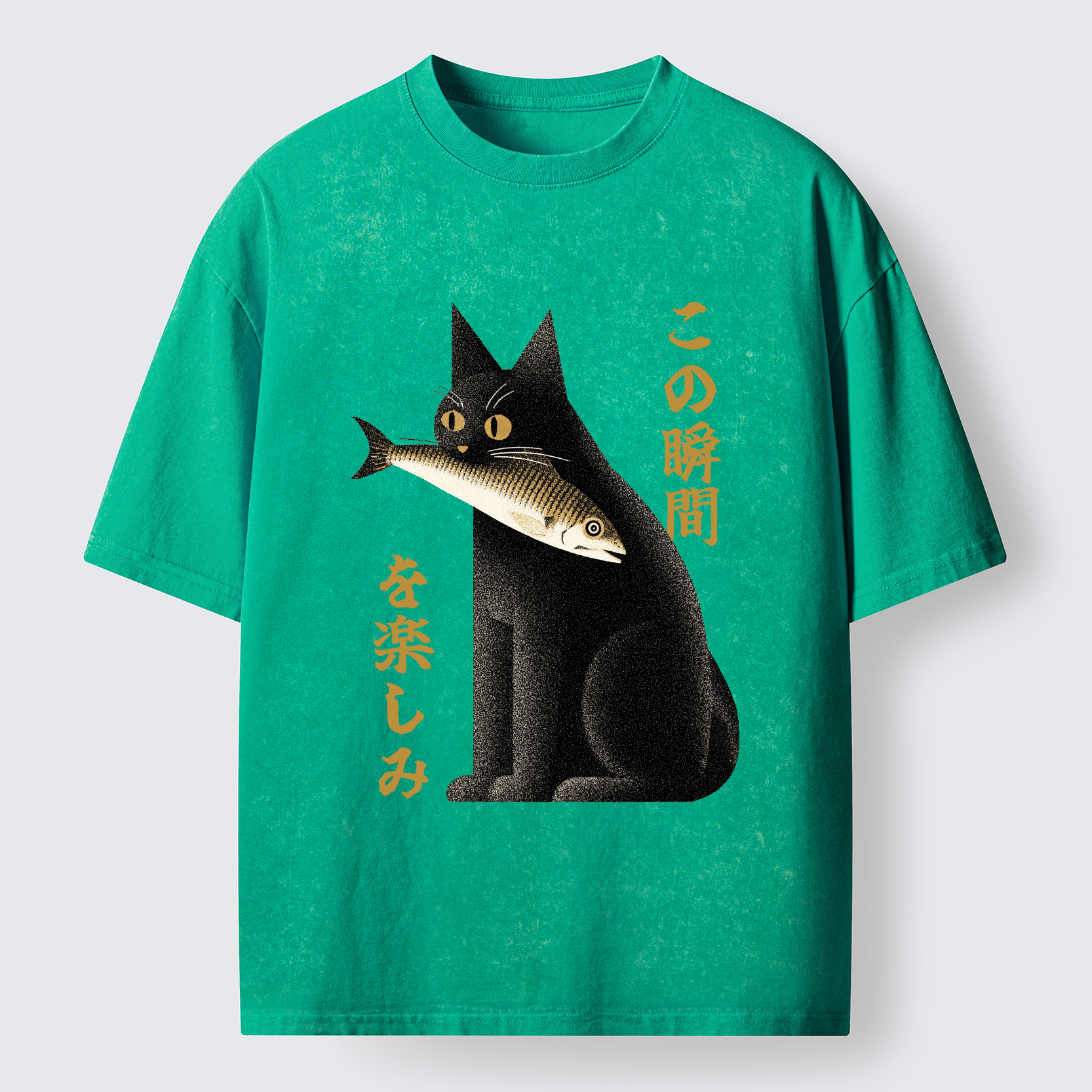 Tokyo-Tiger Enjoy The Cat Enjoys The Moment Washed T-Shirt
