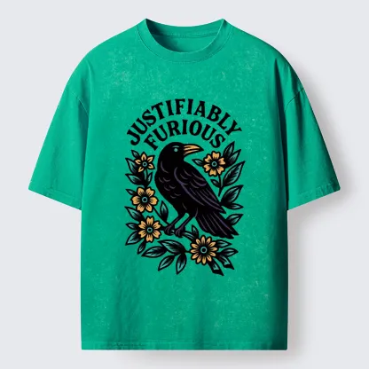 Tokyo-Tiger Rebellious Raven Washed T-Shirt