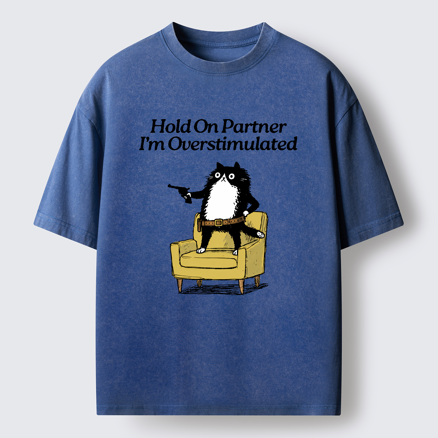 Tokyo-Tiger Overstimulated Cat Washed T-Shirt