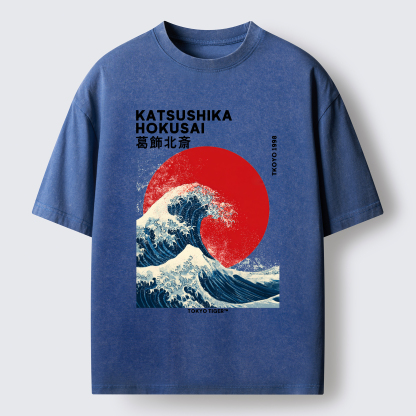 Tokyo-Tiger The Great Wave Washed T-Shirt