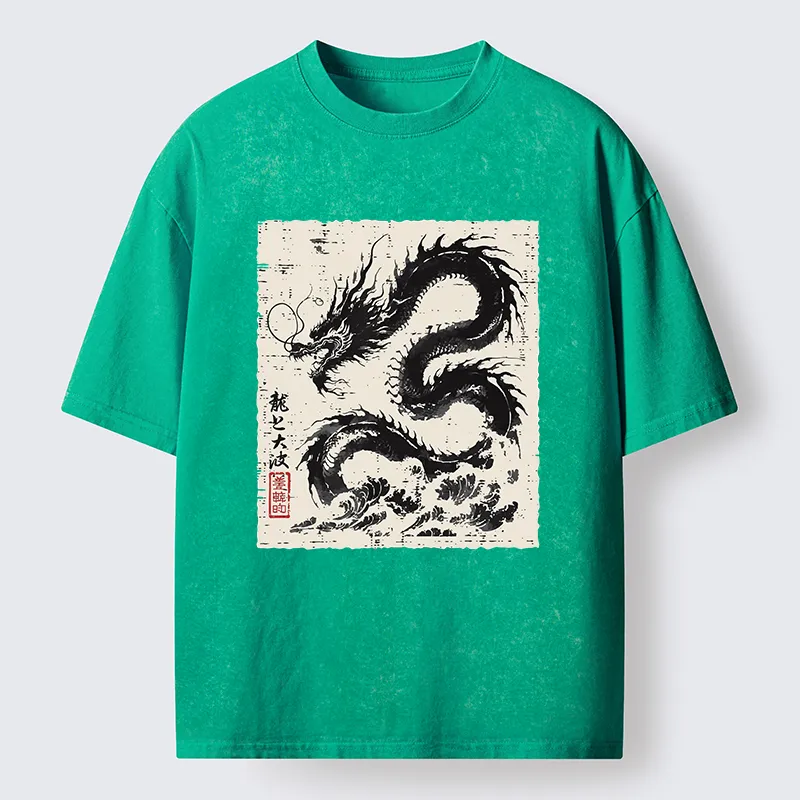 Tokyo-Tiger Black Dragon Washed T-Shirt