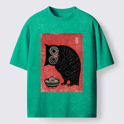 Tokyo-Tiger Ramen And Curious Owl Washed T-Shirt