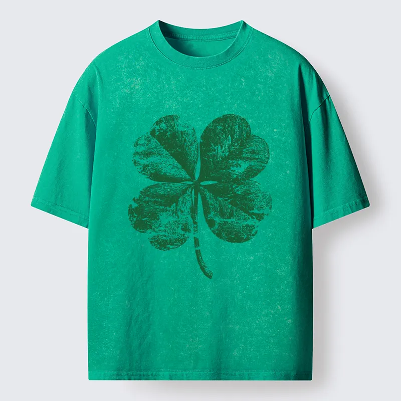 Tokyo-Tiger Lucky Four-leaf Clover Of St. Patrick's Day Washed T-Shirt