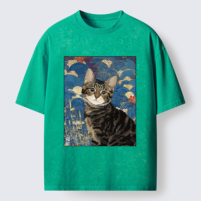 Tokyo-Tiger Elegant Kitten Washed T-Shirt