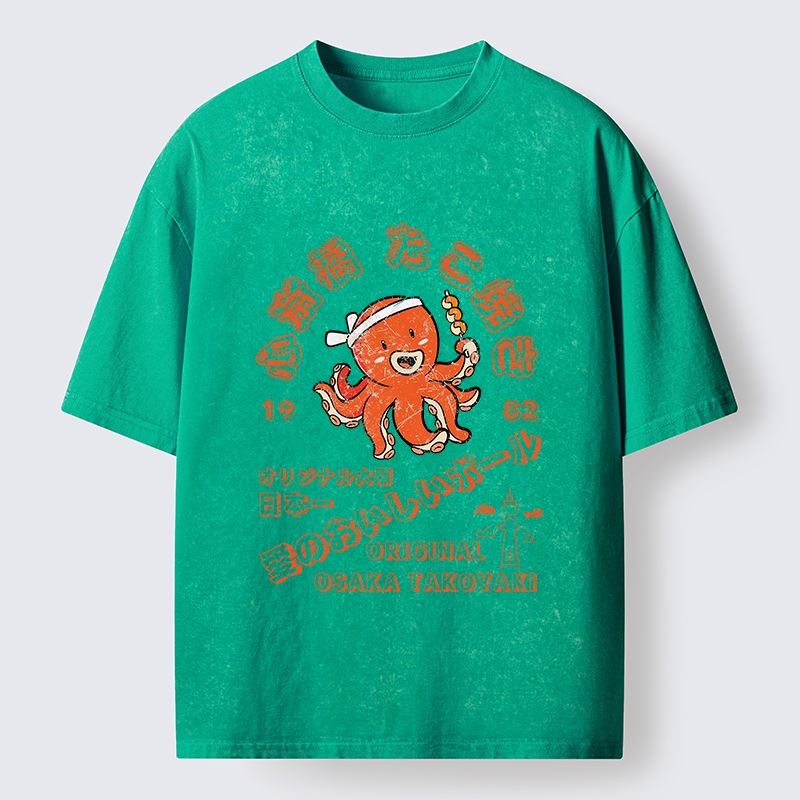 Tokyo-Tiger Delicious Takoyaki Washed T-Shirt