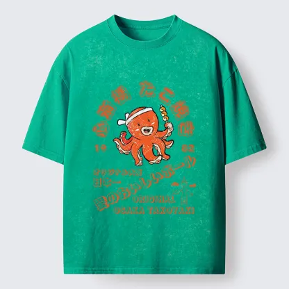 Tokyo-Tiger Delicious Takoyaki Washed T-Shirt