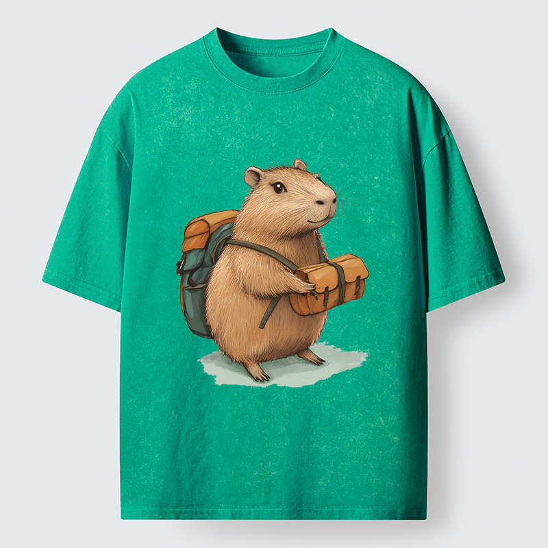 Tokyo-Tiger Traveling Capybara Washed T-Shirt