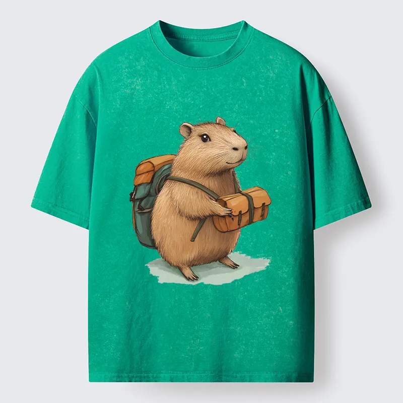 Tokyo-Tiger Traveling Capybara Washed T-Shirt