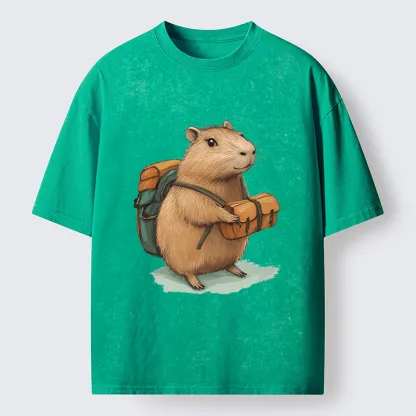 Tokyo-Tiger Traveling Capybara Washed T-Shirt