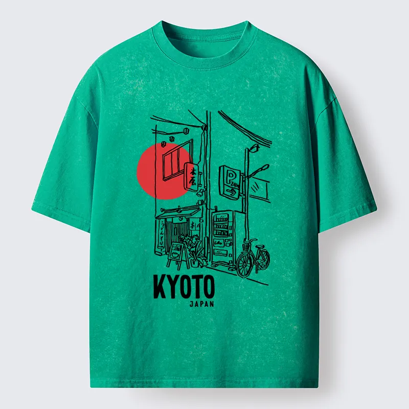 Tokyo-Tiger Kyoto Travel Street Washed T-Shirt