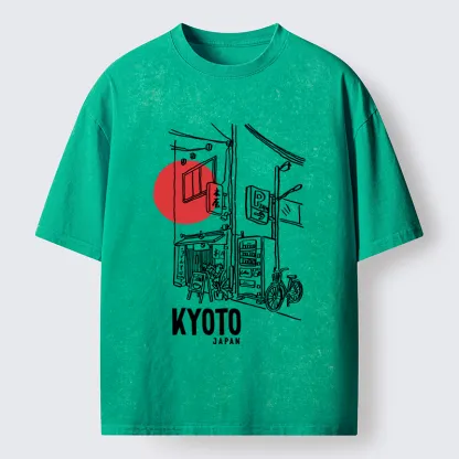 Tokyo-Tiger Kyoto Travel Street Washed T-Shirt