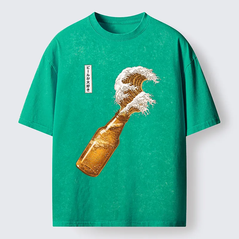 Tokyo-Tiger Beer Wave Washed T-Shirt