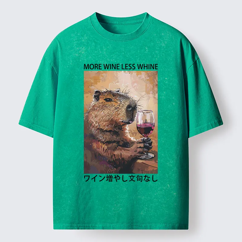 Tokyo-Tiger More Wine Less Whine Washed T-Shirt