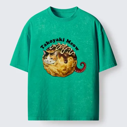 Tokyo-Tiger Takoyaki Meow Washed T-Shirt
