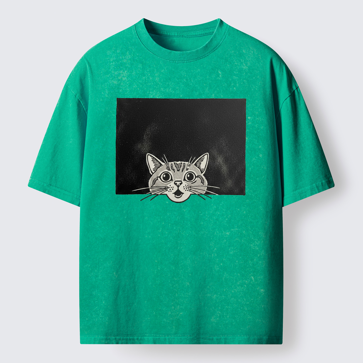Tokyo-Tiger Surprised Cat Washed T-Shirt