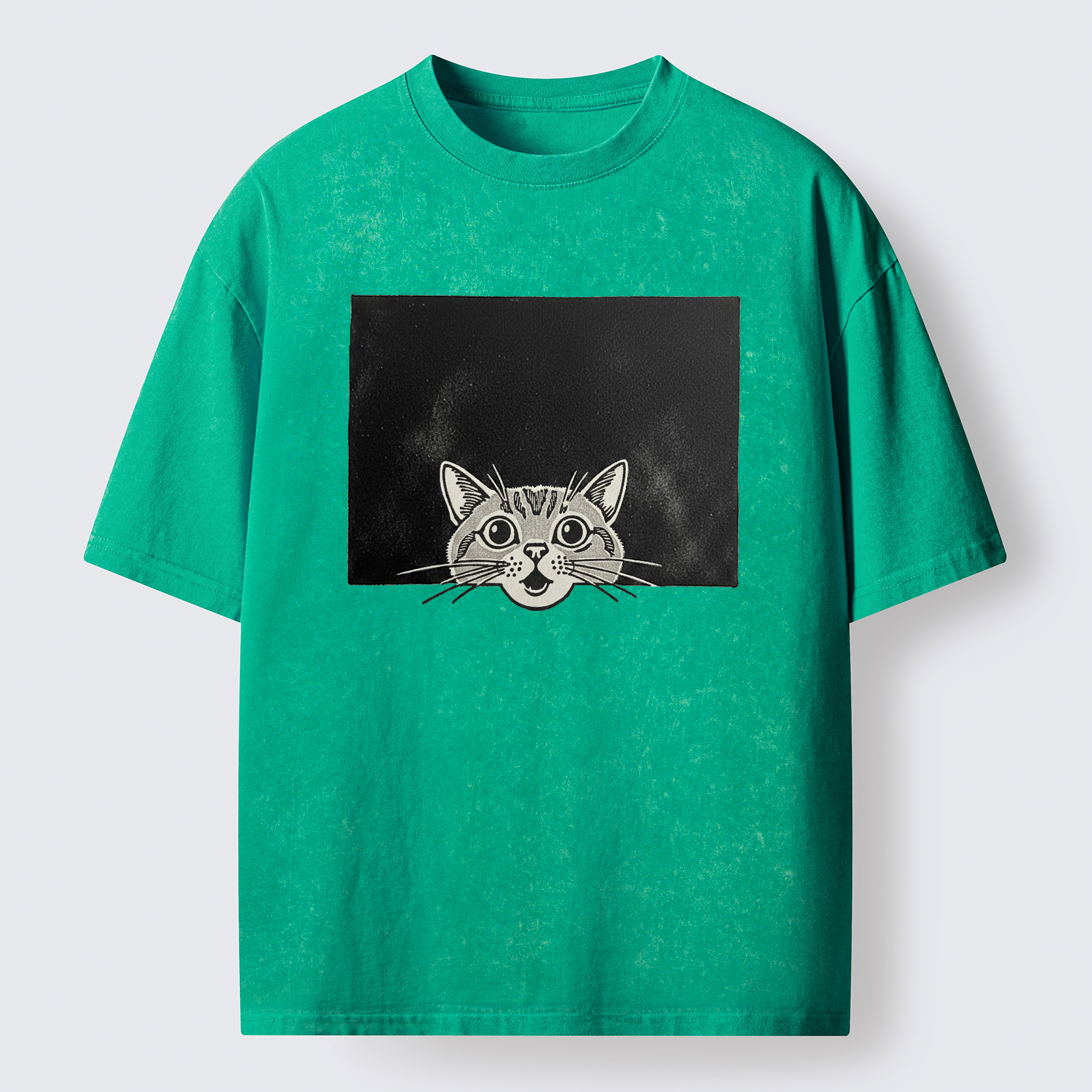 Tokyo-Tiger Surprised Cat Washed T-Shirt
