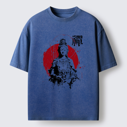 Tokyo-Tiger Zen Guanyin Washed T-Shirt