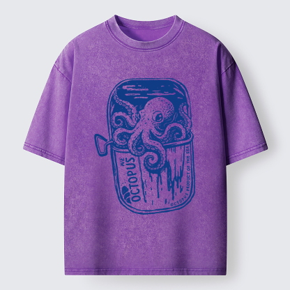 Tokyo-Tiger Canned Octopus Washed T-Shirt