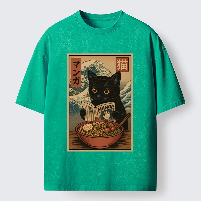 Tokyo-Tiger Cat's Japanese Life Washed T-Shirt