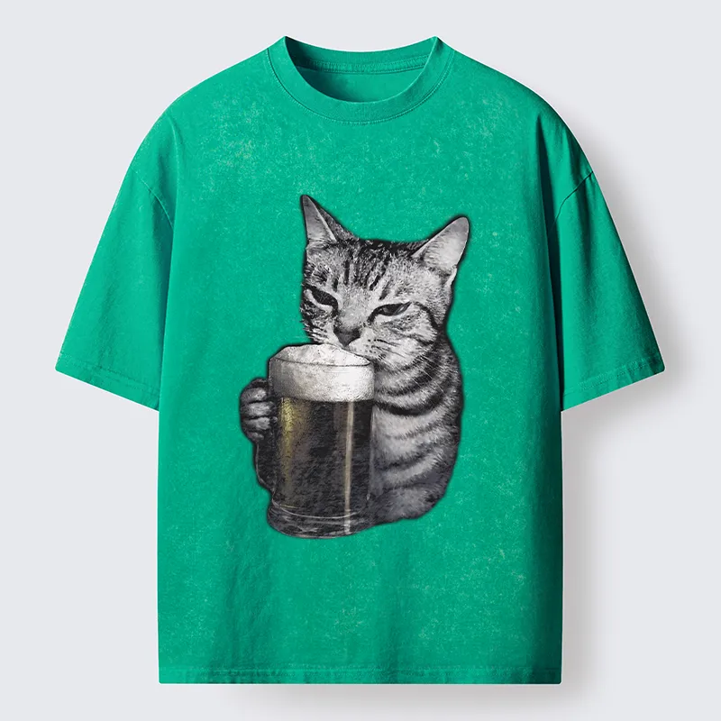 Tokyo-Tiger Cheers With The Cat Washed T-Shirt