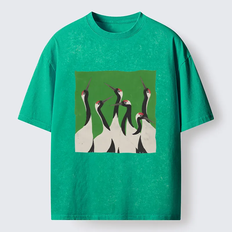 Tokyo-Tiger Crane Flock Washed T-Shirt