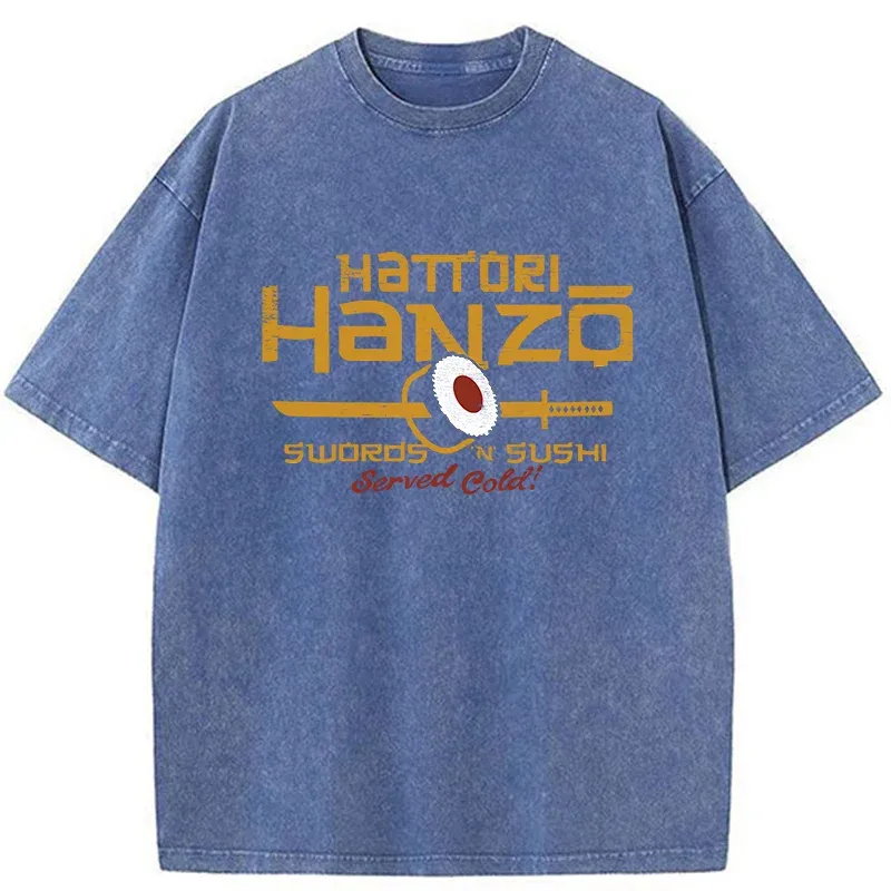 Tokyo-Tiger Hattori Hanzo Sword And Sushi Washed T-Shirt