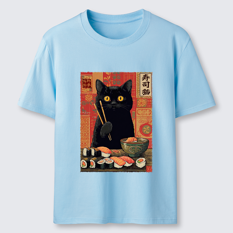 Tokyo-Tiger Neko Eats Sushi Classic T-Shirt