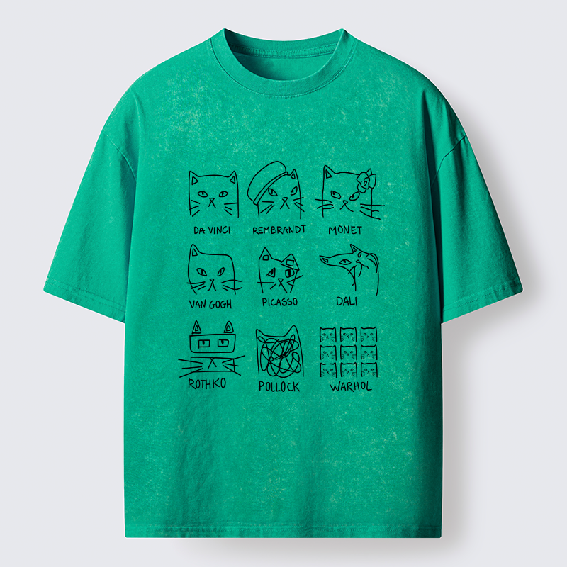 Tokyo-Tiger Artistic Cats Washed T-Shirt