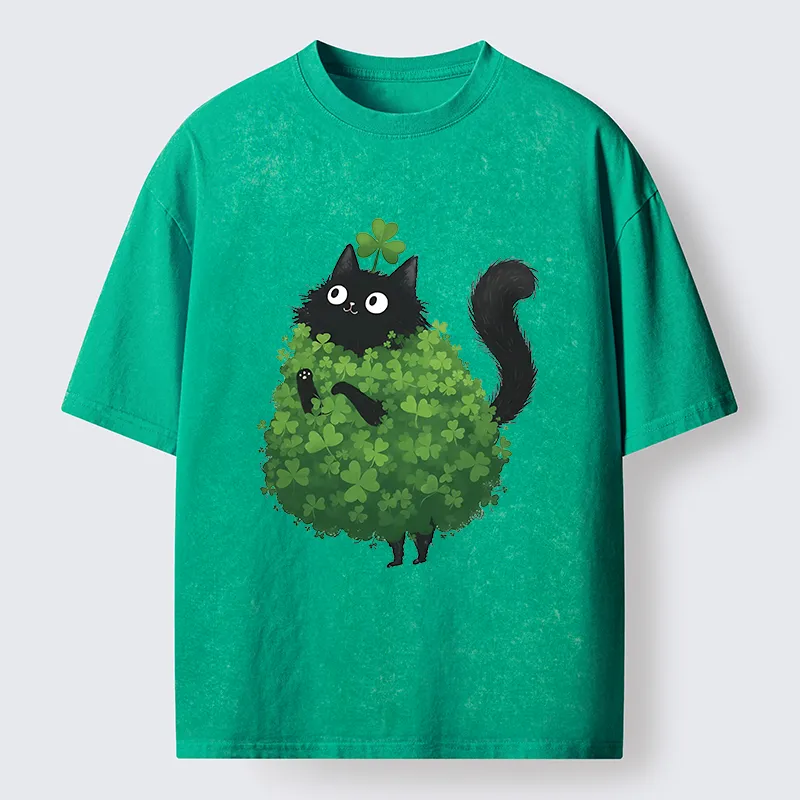 Tokyo-Tiger St. Patrick's Day Decorated Cat Washed T-Shirt