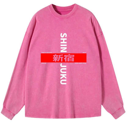 Tokyo-Tiger Shinjuku Prefecture Japan Washed Long Sleeve T-Shirt