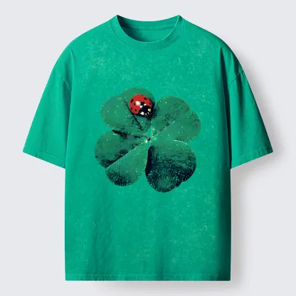 Tokyo-Tiger Ladybug And Lucky Clover Washed T-Shirt