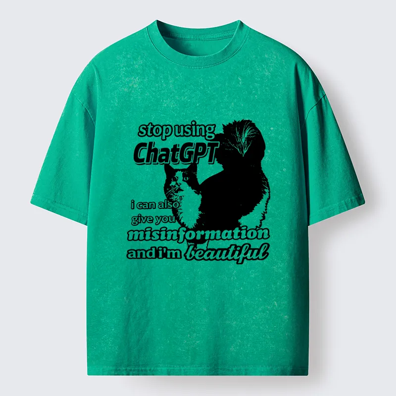 Tokyo-Tiger Stop Using Chatgpt Washed T-Shirt