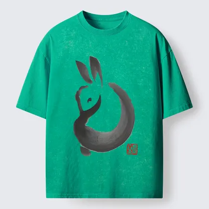 Tokyo-Tiger Ink Rabbit Washed T-Shirt