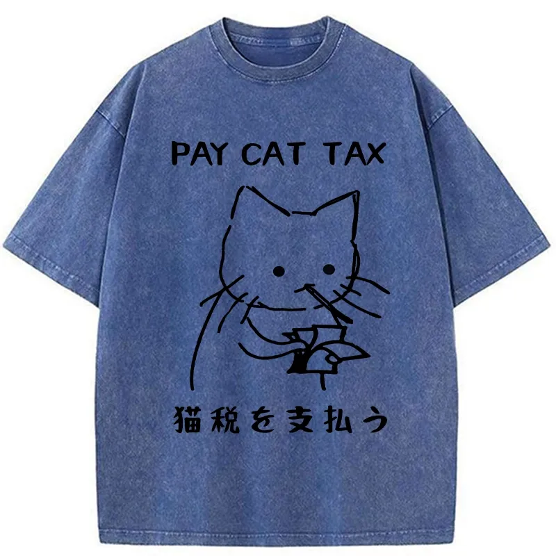 Tokyo-Tiger Pay Cat Tax Washed T-Shirt