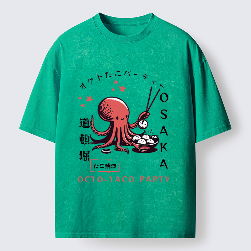Tokyo-Tiger Cute Octopus Washed T-Shirt