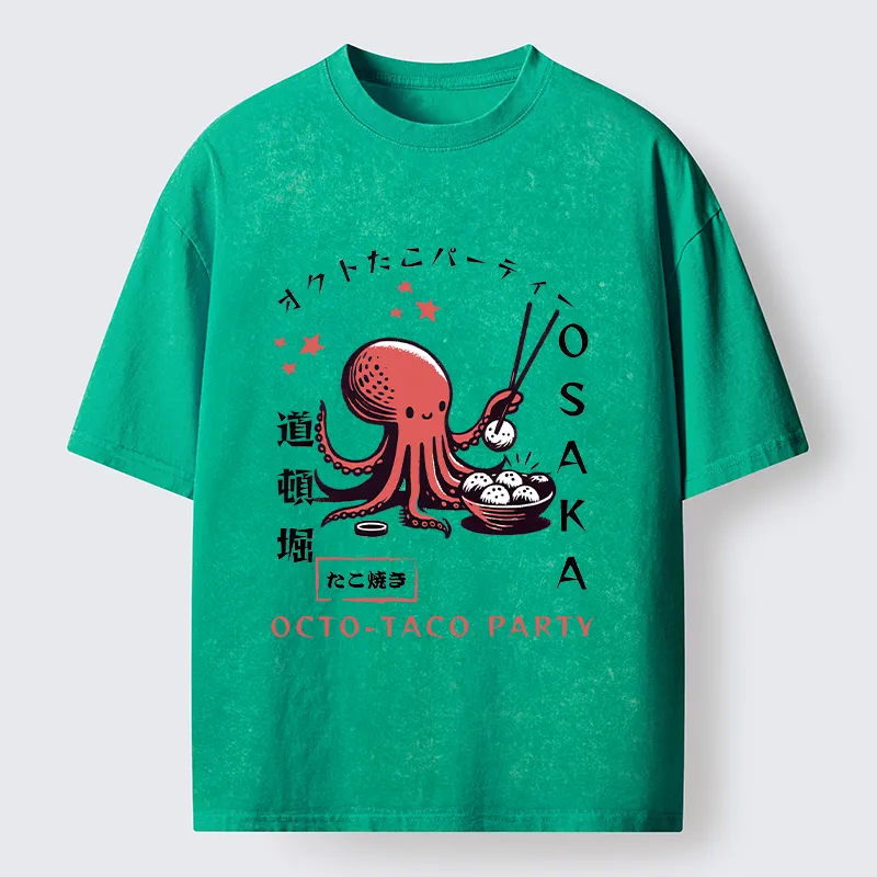 Tokyo-Tiger Cute Octopus Washed T-Shirt
