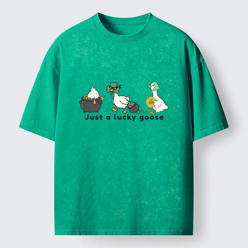 Tokyo-Tiger Just A Lucky Goose Meme Washed T-Shirt