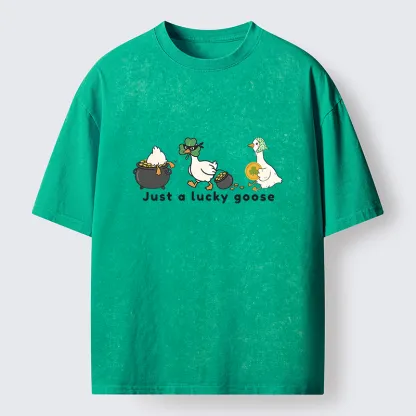 Tokyo-Tiger Just A Lucky Goose Meme Washed T-Shirt