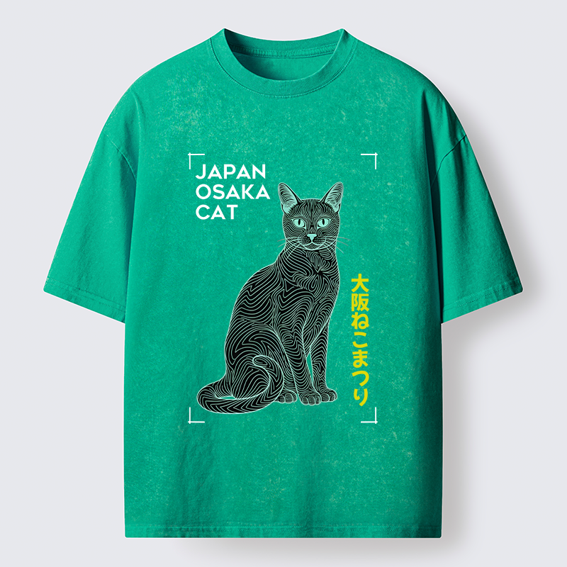 Tokyo-Tiger Line Cat Washed T-Shirt
