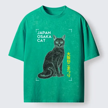 Tokyo-Tiger Line Cat Washed T-Shirt