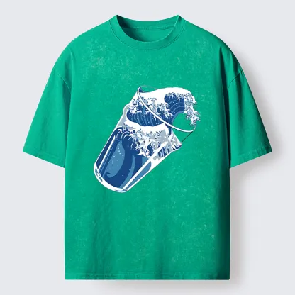 Tokyo-Tiger Waves In The Cup Washed T-Shirt