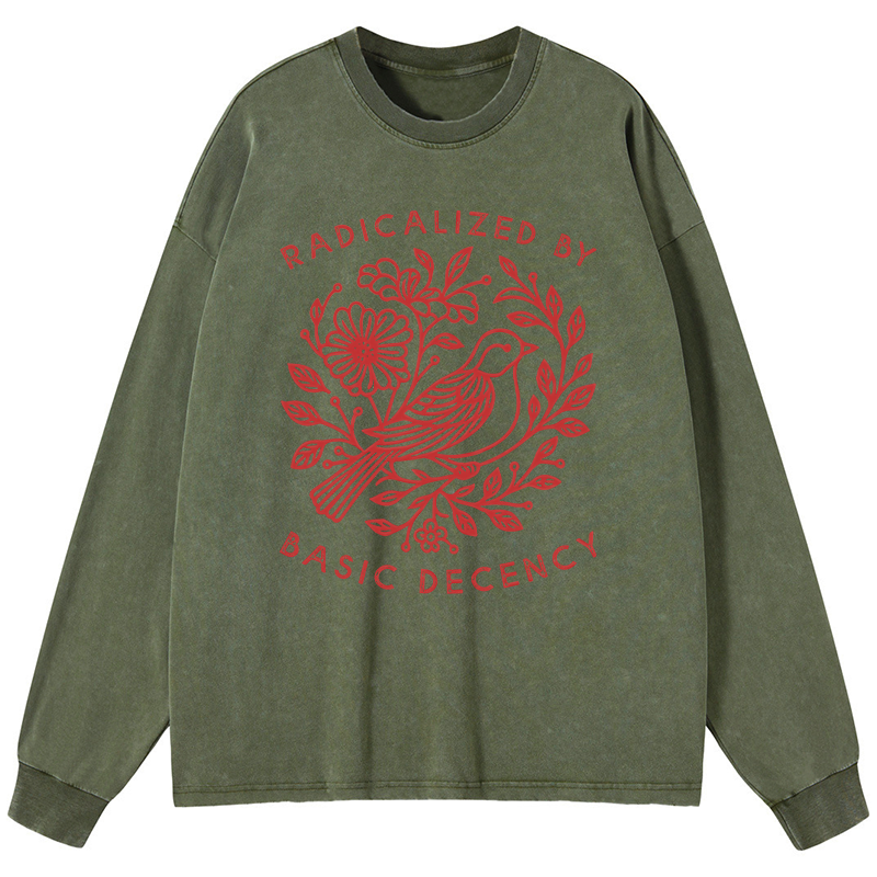 Tokyo-Tiger Pigeon That Was Moved Washed Long Sleeve T-Shirt