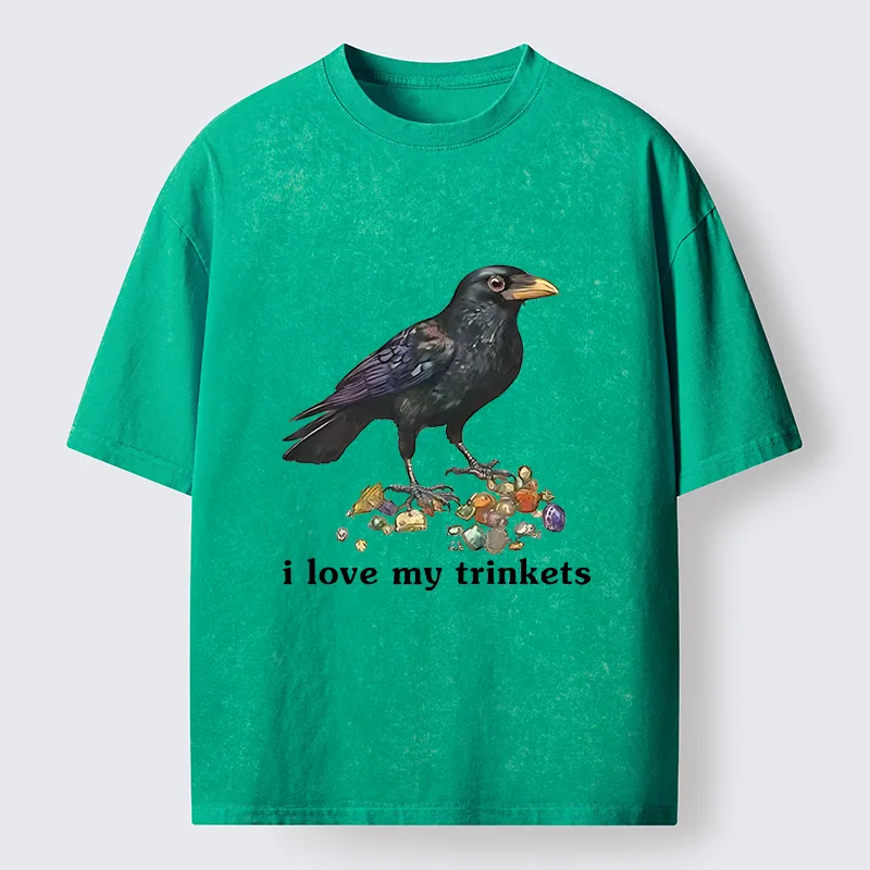 Tokyo-Tiger Crow Likes Its Little Ornaments Washed T-Shirt