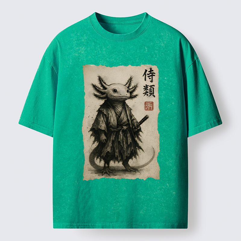 Tokyo-Tiger Salamander Japanese Samurai Washed T-Shirt