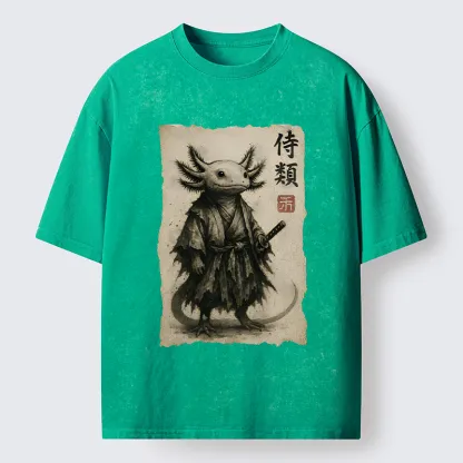 Tokyo-Tiger Salamander Japanese Samurai Washed T-Shirt