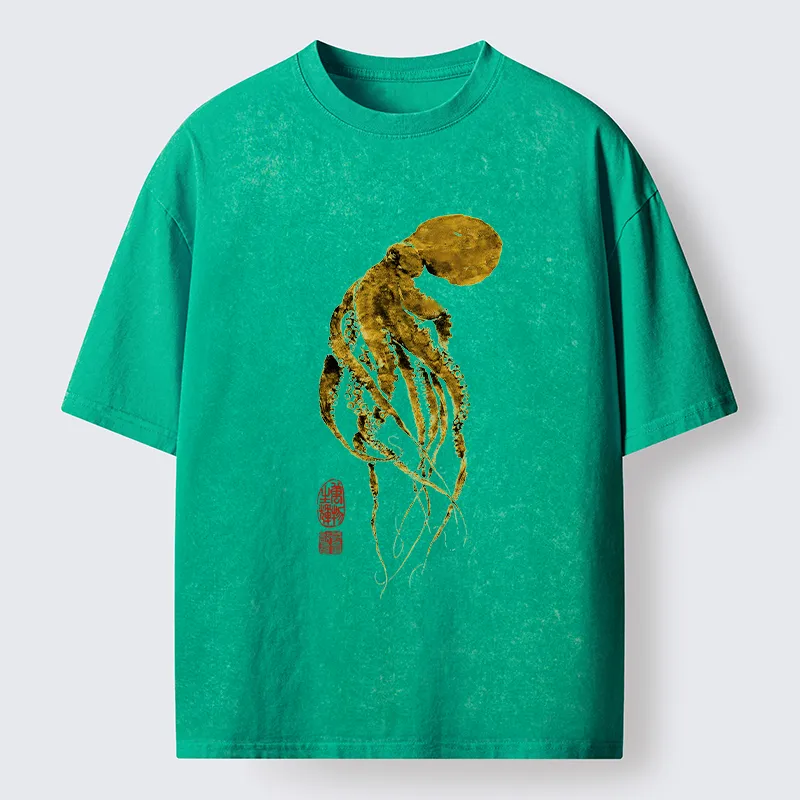 Tokyo-Tiger Golden Octopus Washed T-Shirt